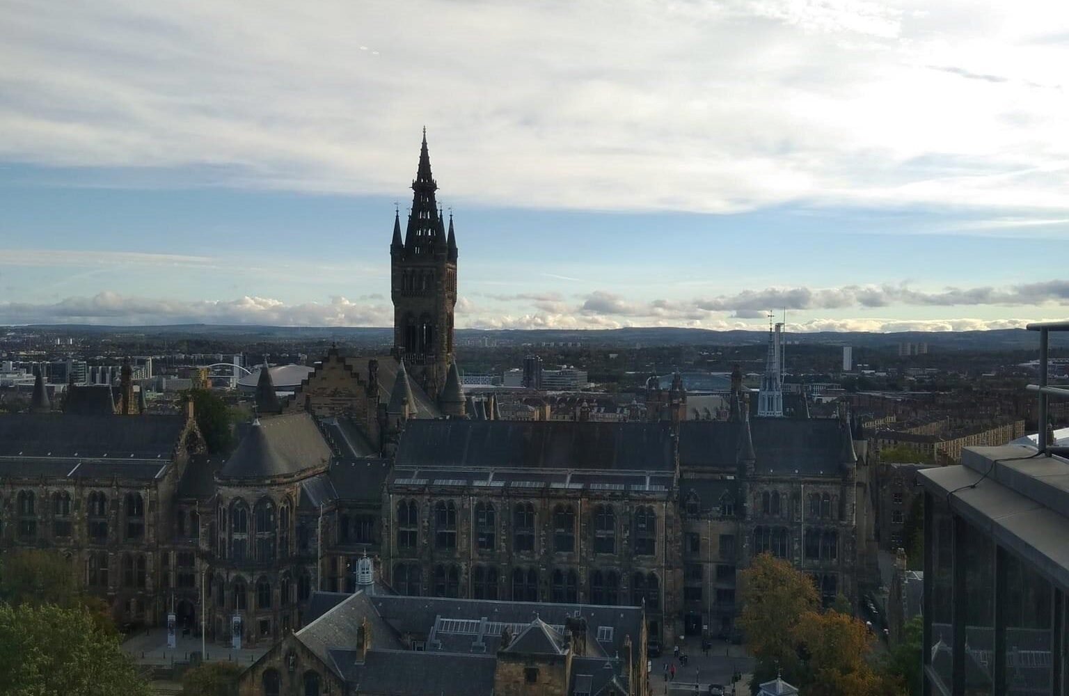 The view from Glasgow University's library.