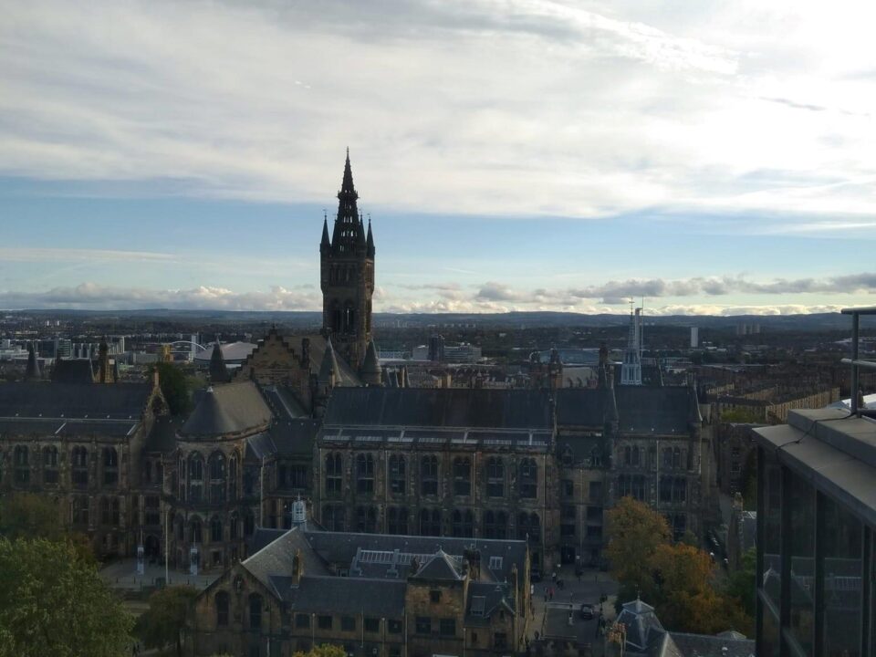 The view from Glasgow University's library.